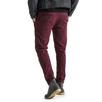 Mens-Chino-Stovepipe-Pants-Burgundy-Red-Back-View