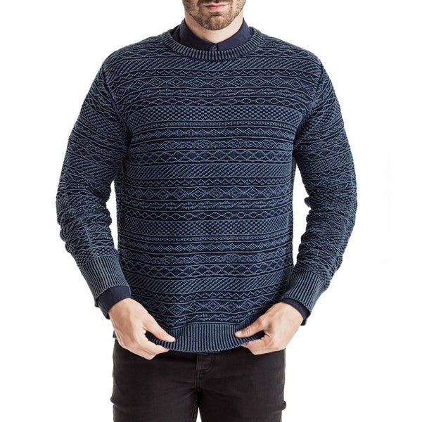 Mens-Jersey-Knit-Long-Sleeve-Navy-Front-View