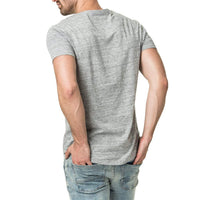 Mens-100%-Cotton-Tee-T-shirt-Grey-Melange-Applique-Back
