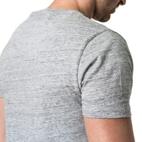 Mens-100%-Cotton-Tee-T-shirt-Grey-Melange-Applique-Short-Sleeve