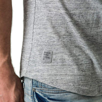 Mens-100%-Cotton-Tee-T-shirt-Grey-Melange-Applique-Hem-Label