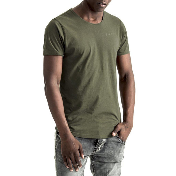 Mens-T-Shirt-Tee-Olive-Green-Cotton-Front-View