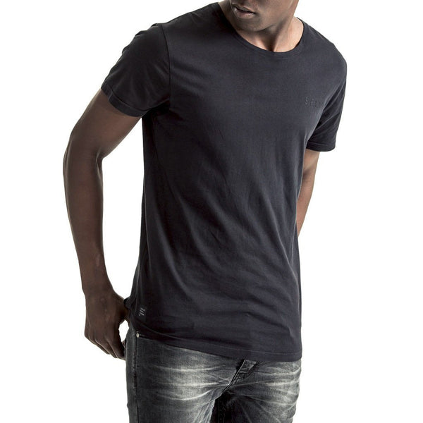 Mens-T-shirt-Tee-Black-Front-View