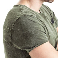 Mens-T-Shirt-Tee-Olive-Green-Cotton