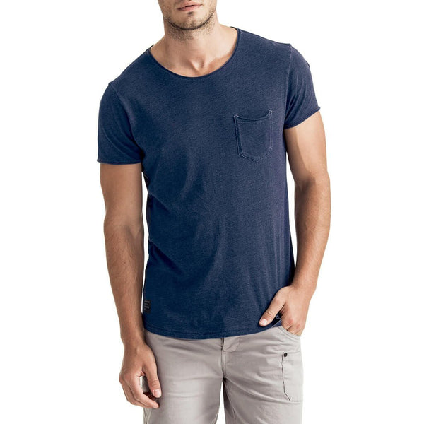 Mens-T-shirt-Tee-Blue-Chest-Pocket-Front-View