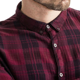 Mens-Long-Sleeve-Check-Print-Burgundy-Red-Black