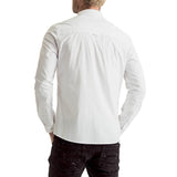 Mens-Long-Sleeve-Shirt-White-Cotton-Back-View
