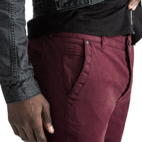 Mens-Chino-Stovepipe-Pants-Burgundy-Red