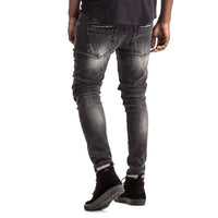 Mens-Jeans-Denim-Skinny-Black-Back-View