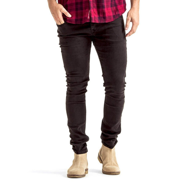 Mens-Jeans-Slimfit-Black-Denim-Front-View