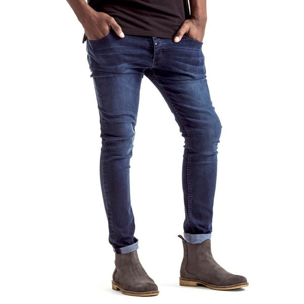 Mens-Denim-Jeans-Blue-Indigo-Feather-Slimfit-Front-View