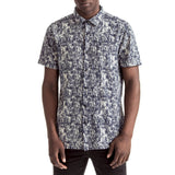 Mens-Shirt-Short-Sleeve-Navy-White-Front-View