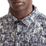 Mens-Shirt-Short-Sleeve-Navy-White