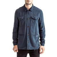 Mens-Shacket-Shirt-Indigo-Blue-Cotton-Front-View