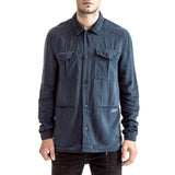 Mens-Shacket-Shirt-Indigo-Blue-Cotton-Front-View