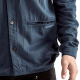 Mens-Shacket-Shirt-Indigo-Blue-Cotton-Front-View