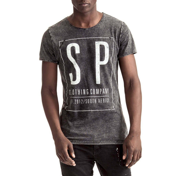 Mens-T-shirt-Tee-Grey-Black-Statement-Front-view