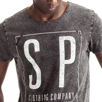 Mens-T-shirt-Tee-Grey-Black-Statement