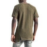 Mens-T-shirt-Tee-Olive-Green-Slubbed-Fleece-Back-View