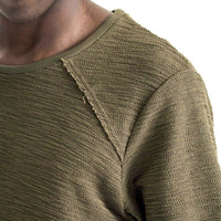 Mens-T-shirt-Tee-Olive-Green-Slubbed-Fleece