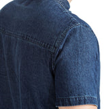 Mens-Shirt-Denim-Short-Sleeve-Blue