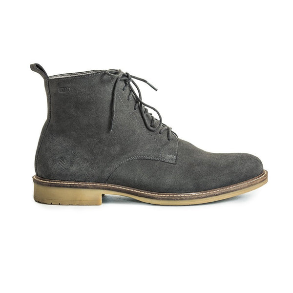 Mens-Boot-Suede-Grey-Lace-up-Front-View