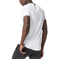 Mens-100%-Cotton-Tee-T-shirt-White-Chest-Embroidery-Back