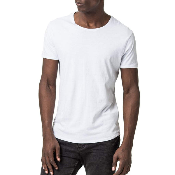 Mens-100%-Cotton-Tee-T-shirt-White-Chest-Embroidery-Front-View