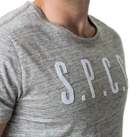 Mens-100%-Cotton-Tee-T-shirt-Grey-Melange-Applique-Chest