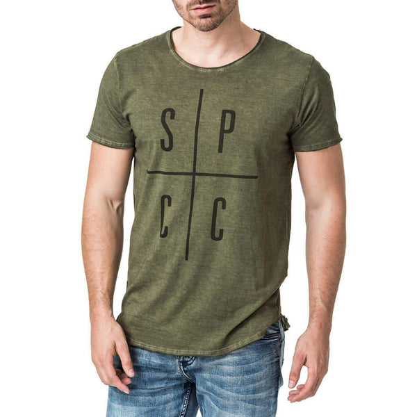 Cross Print T-Shirt - Olive
