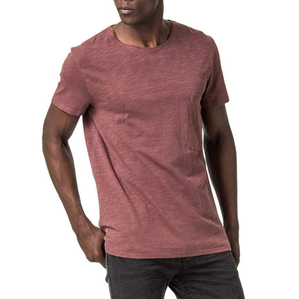 Mens-Cotton-Slub-Relaxed-Fit-Tee-T-shirt-Dusty-Pink-Front-View
