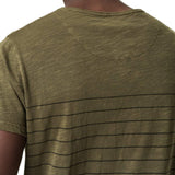 Mens-Cotton-Slub-Printed-Stripe-Tee-T-shirt-Olive-Back-Buggy