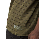 Mens-Cotton-Slub-Printed-Stripe-Tee-T-shirt-Olive-Side-Hem-Label
