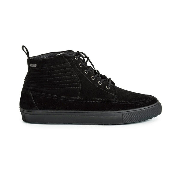 Mens-Sneaker-Lace-up-Suede-Black-Front-View