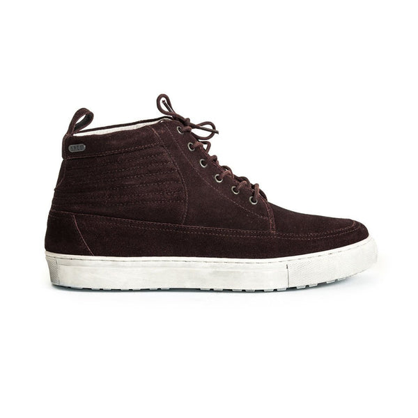 Mens-Sneaker-Lace-up-Suede-Burgundy-Red-Front-View