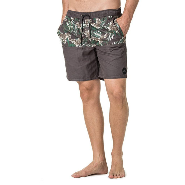 Mens-Baggies-Swim-Shorts-Charcoal-Floral-Front-View