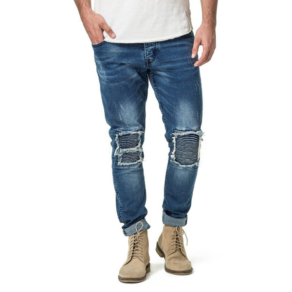Mens-Denim-Jeans-Blue-Ripped-Front-View