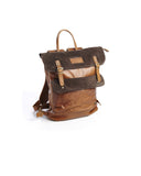 SPCC | Sergeant Pepper Backpack | Leather | Suede | Brown | Fold open | Shoulder strap
