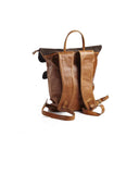 SPCC | Sergeant Pepper Backpack | Leather | Suede | Brown | Fold open | Shoulder strap