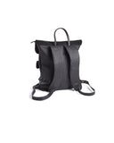 SPCC | Sergeant Pepper Backpack | Leather | Suede | Black | Fold open | Shoulder strap