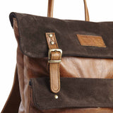 SPCC | Sergeant Pepper Backpack | Leather | Suede | Brown | Fold open | Shoulder strap