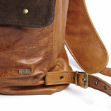 SPCC | Sergeant Pepper Backpack | Leather | Suede | Brown | Fold open | Shoulder strap