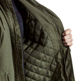 Mens-Jacket-Parka-Hooded-Fishtail-Longer-length-Green-Olive-Quilted-Inner-View