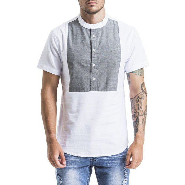 SPCC | Bib Shirt | White | Grey | Mandarin collar | 