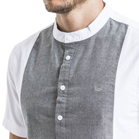 SPCC | Bib Shirt | White | Grey | Mandarin collar | 